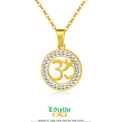 Gold Color OHM Hindu Buddhist AUM OM Pendant Necklace Hinduism Yoga India Outdoor Sport Yoga Chain Vintage Jewelry