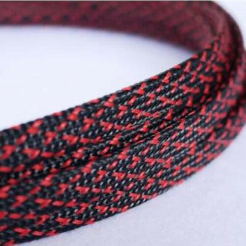 Black Red 3-50mm Cable Sleeves Encrypted Snakeskin Mesh Wire Protecting Nylon Tight PET Expandable Braided Sleeves