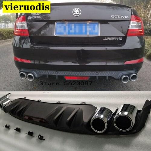 For Skoda Octavia 2014-2018 high quality ABS black rear bumper lip trunk spoiler rear diffuser protector car styling
