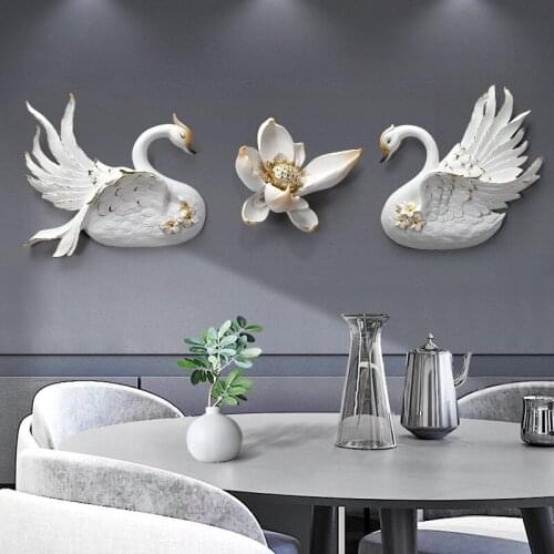 Home Decoration Wall Modern Aesthetic Room Decor Home Decor 3D Swan Wall Hanging Wall Stickers Room Decoration Accessories