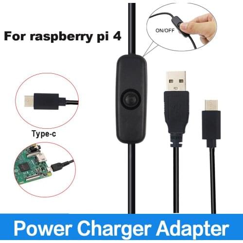 Power Adapter Cable 5V 3A USB To Type-C Power Supply Cord With ON Off Button For Raspberry Pi 4