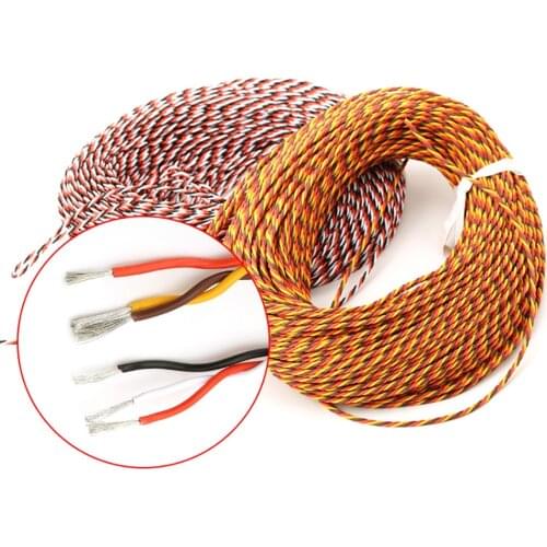 New 5M 16 feet 22AWG 26awg 30/60 Core 3 way Twist Servo Extension Cable JR Futaba Twisted Wire Lead For RC Airplane Accessories