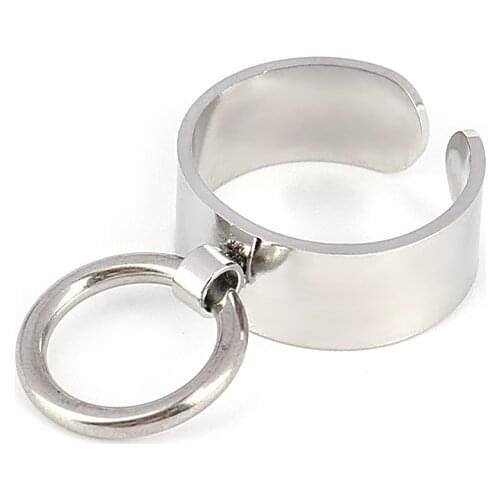 316L Stainless Steel Wide Rings for Women Trendy Silver Color Round Charm Rings Punk Round Geometric Minimalist Ring Jewelry