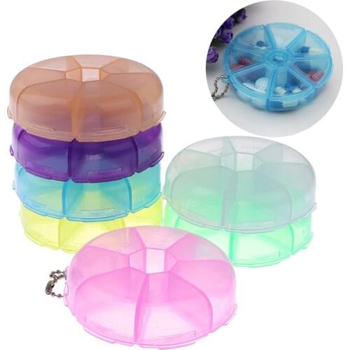 1PCS 7 Days Medicine Pill Box Mini Round Portable Travel Storage Vitamin Box Tablet Holder Organizer Container Cases Random