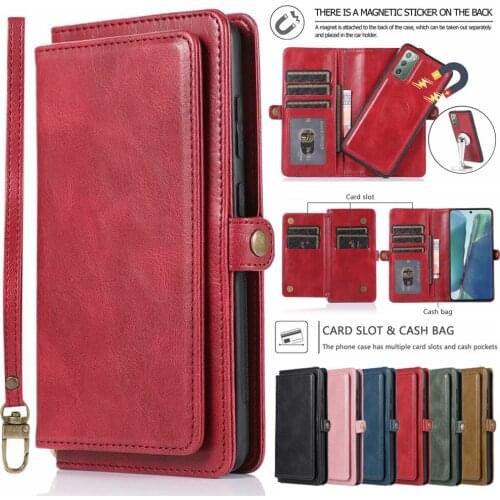 Leather Case For Samsung Galaxy A21S A31 Note 20 Ultra PU Removable Wallet Card Slot Magnetic Buckle Stand Phone Cover
