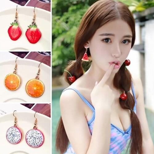 Summer Fruit Drop Earrings For Womens Fashion Trawberry Grapefruit Kiwi Pineapple Watermelon Girl Jewelry 2021 Trend Newest