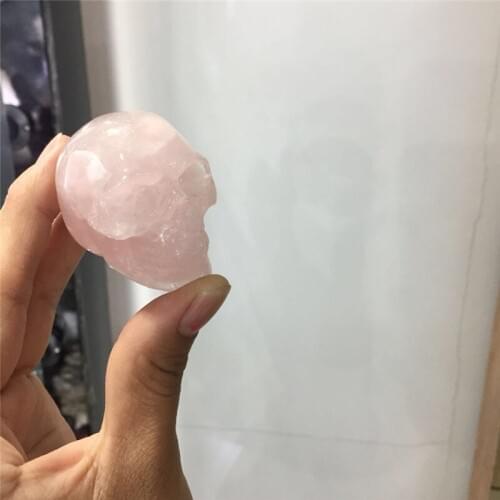 Love gemstone natural rose quartz crystal skull reiki healing gemstone hand carved pink rose quartz skull wholesale