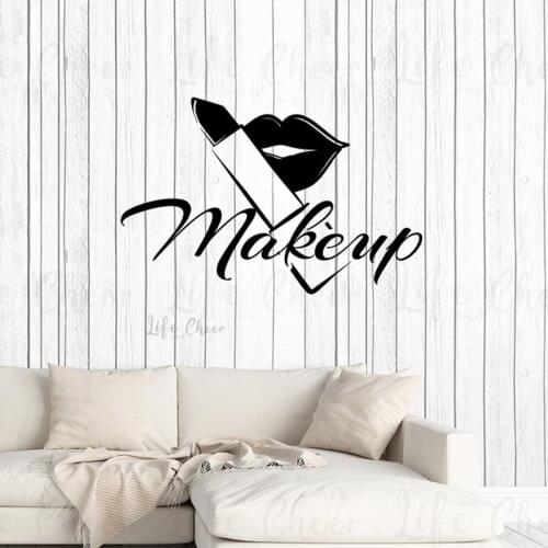 Make Up Studio Wall Window Sticker Cosmetic Store Wall Decal Beauty Salon Decoraiton Beauty Lip Lipstick Murals Art AC300