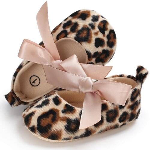 Toddler Cute Girl Leopard Print Tie Soft Newborn Anti-slip Baby Shoes Leopard Print Newborn Anti-slip Classic Sports Sneakers