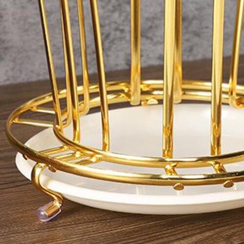 Fashion Mug Holder Kitchen Organizer Round Glass Dryer Drying Rack for Bottles, Baby Bottles, Cups, Wine Glass, Golden
