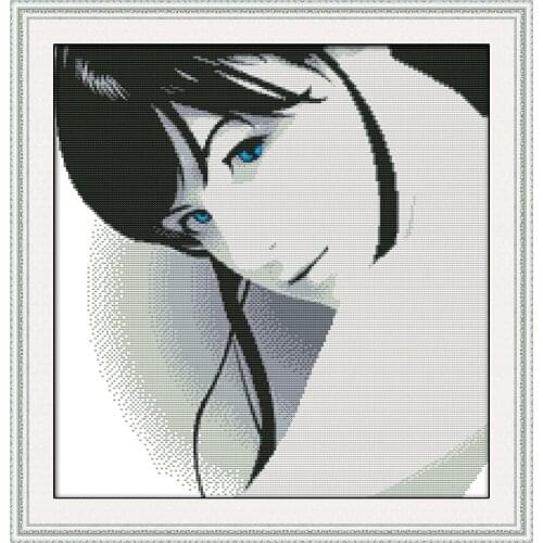 The blue eyes woman cross stitch kit people 18ct 14ct 11ct count print canvas stitches embroidery DIY handmade needlework