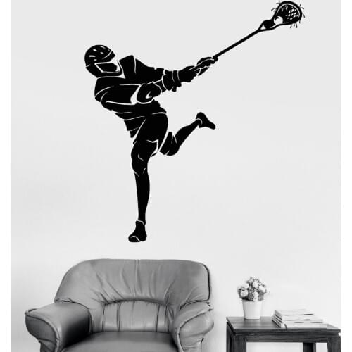 New Vinyl Wall Sticker Lacrosse Player Sports Fan Art Stickers For Living Room Mural Sofa Background Wall Decor 3D Poster LA781