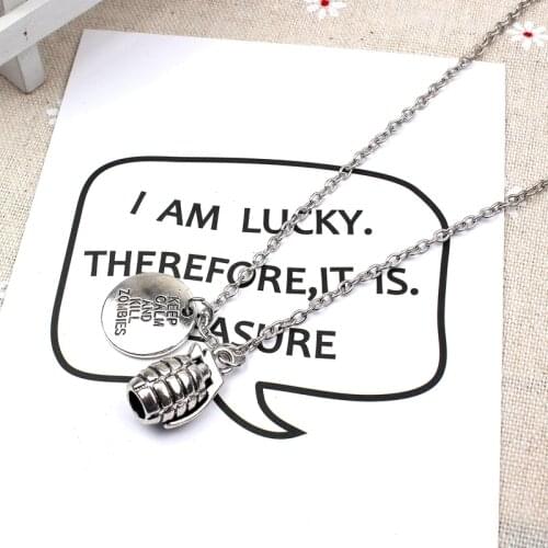 Fashion The Walking Dead Necklace Pendants Short Long Women Men Collar Gift Jewelry Choker Keep calm and kill and Grenade
