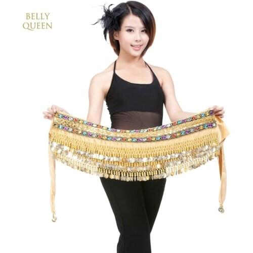 Women Belly Dance Costumes Velvet Hip Scarf Wrap Belt Women Skirt Dancewear Women Belly Dance Hip Scarf Gold Coins Belt For Lady