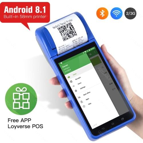 Handheld Smart PDA Android 8.1 POS Terminal 1D 2D Camera Reader WiFi 5G internet Bluetooth GPS PDA POS Printer 58mm
