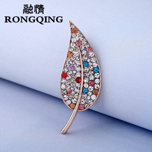 RONGQING 12pcs/lot Fashion Body Jewelry leaf Brooches leaf brooches for women Pins Gift for Mothers Day