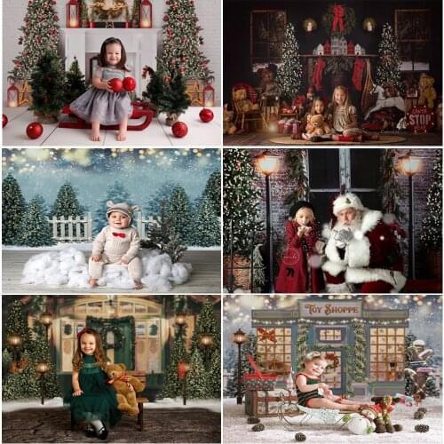 Christmas Rooms Winter Photography Backdrop Newborn Baby Portrait Winter Shop Store Photo Background House Fireplace Portrait
