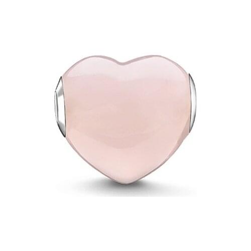 Pink Love Heart Beads, Large Hole Thomas Style Karma Beads Silver Jewelry Ts Gift Fit Earrings Necklaces Bracelets for Women Men