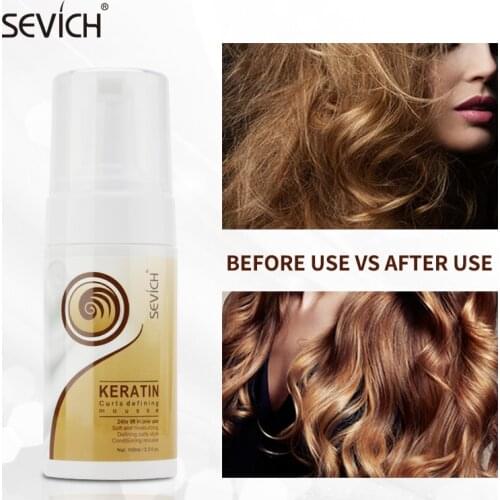 SEVICH 100ml Strong Hold Hair Mousse for Curly Hair Anti-Frizz Fixative Hair Foam Mousse Keratin Curls Defining Mousse Styling