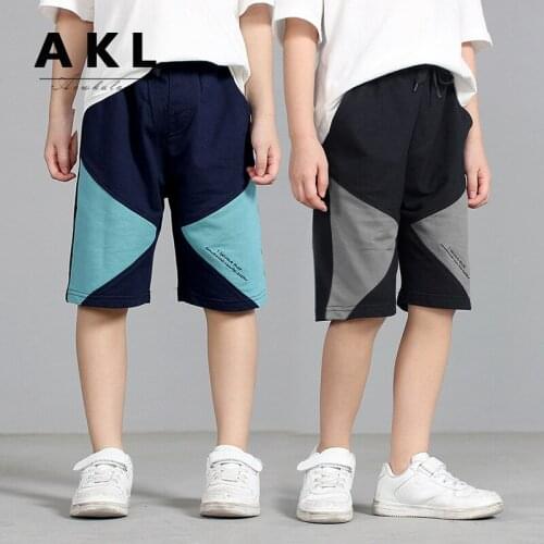 Boys Summer Shorts Childrens Fashion Knit Cotton Terry Contrast Patchwork Short Pants Kids Beach Clothing Boy Clothes 120-160cm