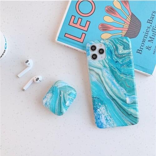 Blue Marble Mobile Phone Case Cover for iphone 11 pro max 7 8 plus x xr with Matching Case for Airpods 1 2 Pro