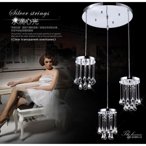 Modern crystal pendant light Water drops for dining-room bar bedroom kitchen hanging lighting lamp