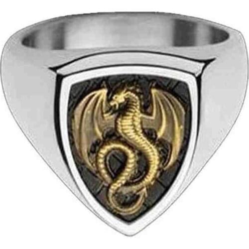 Unique Punk Domineering Dragon Ring for Men Silver Color Finger Rings Retro Male Biker Rock Rap Jewelry
