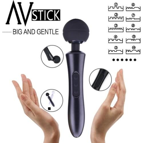 USB Rechargeable Vibrator Women 's Masturbation Device 20 Frequency Strong Shock Large Massage Stick Big AV Stick Sex Toys