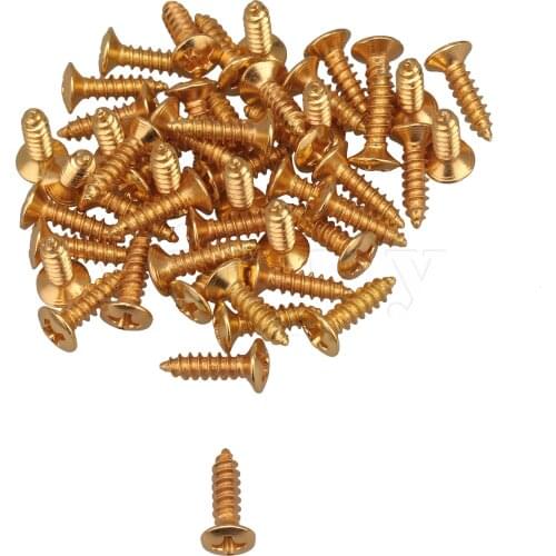 Yibuy 50 x Golden Guitar Bass Pickguard Screw For Electric Guitar
