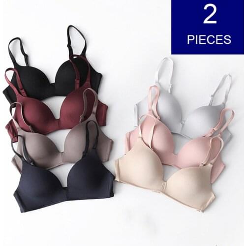 2 pieces Seamless Bras for Women Push Up Bras No Wire Brassiere A B Cup Underwear Sexy Bra Three Quarters(3/4 Cup) Lingerie