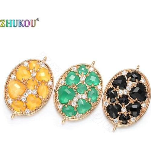 ZHUKOU 14x18mm Beautiful Brass Cubic Zirconia irregular Crystal Connectors for Necklace Handmade jewelry making findings VS301