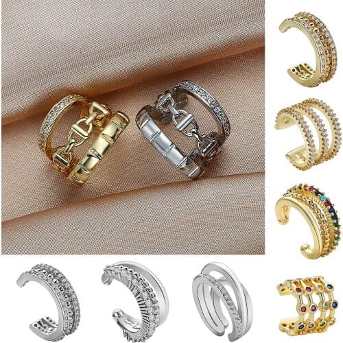 1 PCS Gold Multilayer C Shape Clip Earrings For Women Korean Fashion Without Piercing Ear Cuff Femme Jewerly Gifts 2021