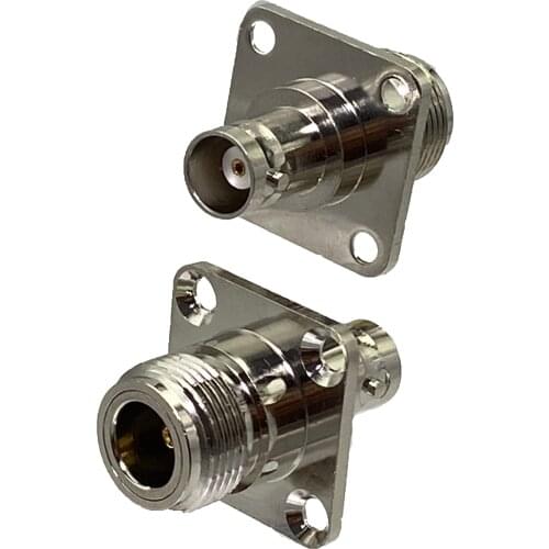 1pcs Connector Adapter N Female Jack to BNC Female 4-Holes Flange RF Coaxial Converter Wire Terminal New Brass