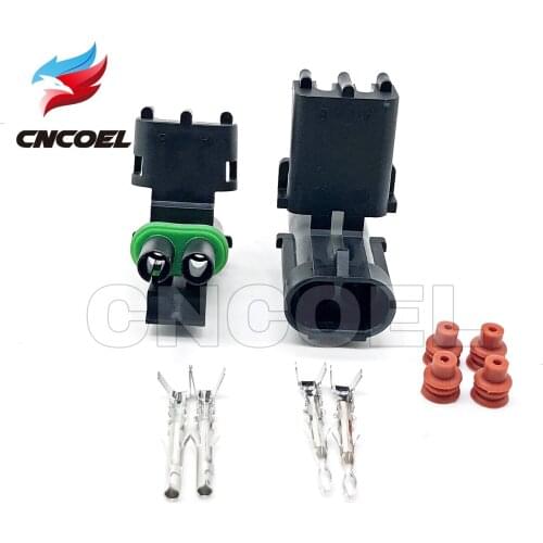 10 Set 2 Pin 12010973 12015792 Female Male Weather Pack Electrical Wire 2.5 Connector Plug Sealed Wiring Automobile Connectors