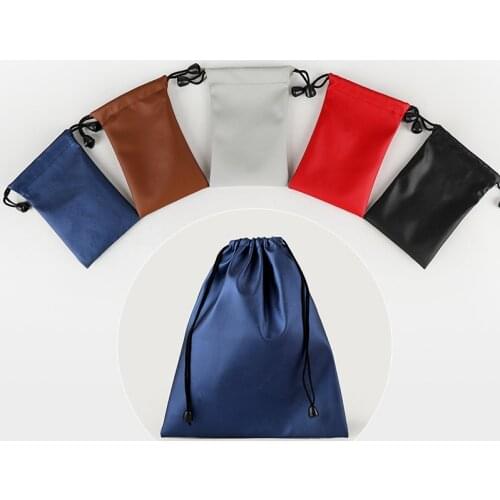 10pcs/Lot High Quality 14.5x20, 21.5x25cm PU Leather Drawstring Bag Jewelry Headset Data Cable Waterproof Storage String Bags