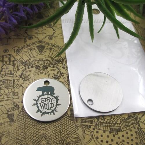 10pcs--"STAY WILD"stainless steel charms 5 styles for choosing DIY Charms for necklace bracelets