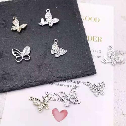 10pcs Point Drill UV Color Retention Butterfly Alloy Pendant DIY Jewelry Findings Headdress Bracelet Earring Handmade Accessorie