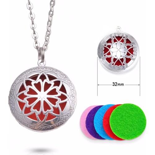 1000pcs DHL Brass Handmade Aromathe Essential&Oil Diffuser Necklace Locket Pendant Necklaces With Colar Round Pads