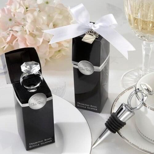 12pcs/lot home party wedding favors and gifts for guests Creative The diamond ring wine bottle stopper with Exquisite packaging