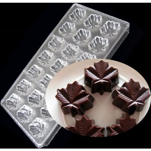 2 pcs per lot Maple Leaf Shape Polycarbonate Chocolate Mold Molds Candy Cokkies Cake Mould molde Chocolate for chrismas