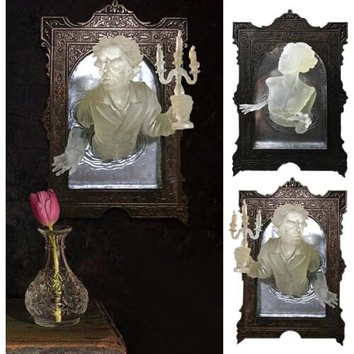 2Styles Gothic 3D Ghost In The Mirror Frame Halloween Horror Poster Living Room Decor Haunted House Party Decor Glow In The Dark
