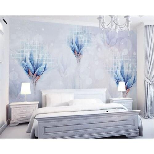 Beibehang Custom wallpaper 3D blue fantasy flower mosaic brick pattern home decor background wall wallpaper for walls 3 d