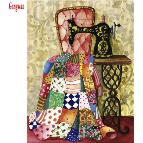 5d diy diamond Painting Sewing machine diamond mosaic diamond embroidery Retro View full square round 3d picture of rhinestone