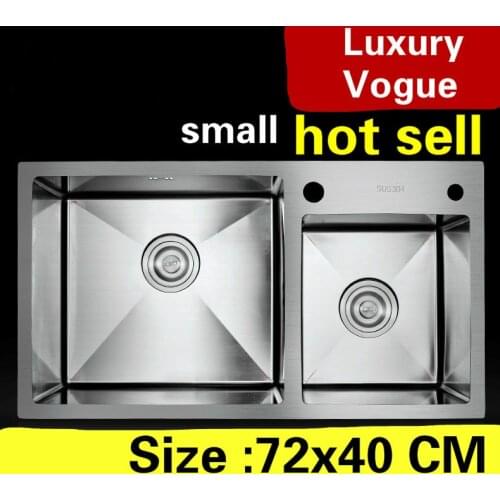 Free shipping Home luxury wash vegetables mini kitchen manual sink double groove high quality 304 stainless steel 720x400 MM