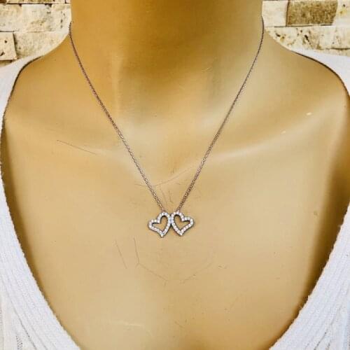 Heart Love 925 Sterling Silver Necklace Women Girls Gift Jewelry Accessories Fashion Handmade Elegant Chain