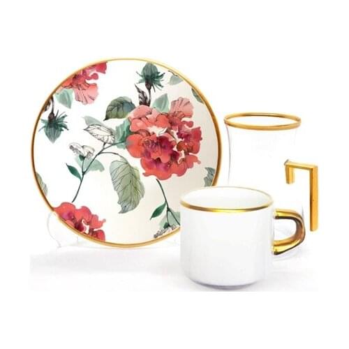 Drop Focus Handled Tea & Coffee Set 18 pieces Clove