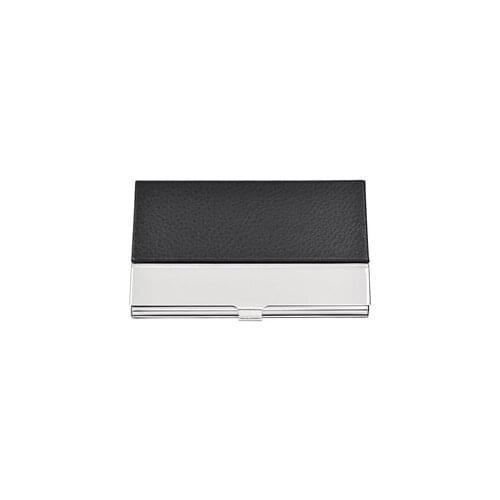 Black Color PU Leather Surface Stainless Steel Business Card Name Card Case /Holder with Mirror Finish Inset