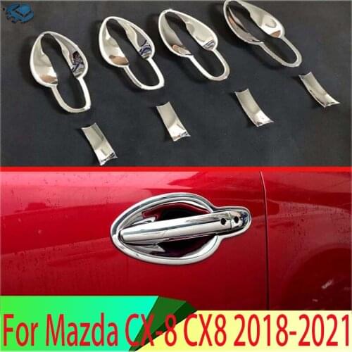 For Mazda CX-8 CX8 2018 2019 ABS Chrome Door Handle Bowl Cover Cup Cavity Trim Insert Catch Molding Garnish