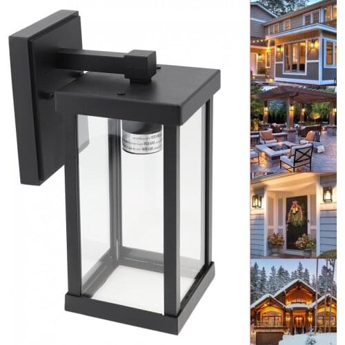 E26/27 Outdoor Porch Wall Lantern Exterior Wall Mount Lights Fixture with Clear Glass for Garage Front Porch House