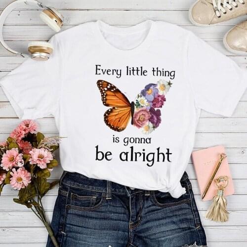 T-shirts Women Butterfly Sweet Floral Cartoon Fashion 90s Spring Summer Tshirt Top Lady Graphic Female Print Clothes Tee T-Shirt
